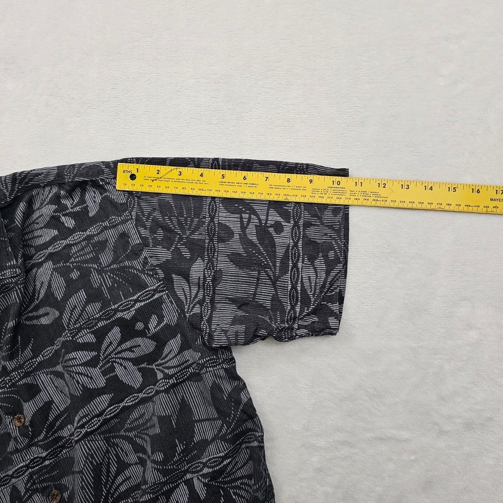 Tommy Bahama Shirt Mens M Gray Black Silk Floral Jacquard Aloha Resort Luxury - Picture 7 of 9